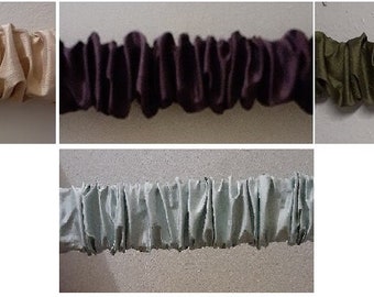 Sleeve Window Valance Silk/Faux Silk Fabric CHOOSE color Khaki, Plum, Olive, Robin&#39;s Egg