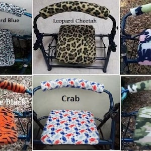 Fleece Rollator Walker Seat Cover or Bar Cover or (Seat Cover and Bar Cover) Asst fabric