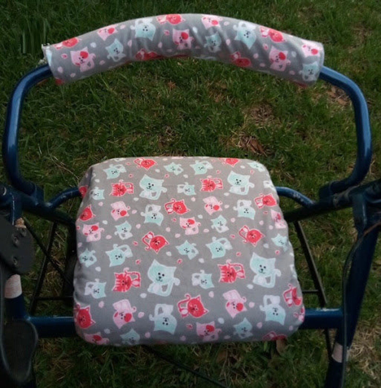 Flannel Rollator Walker Seat Cover Bar Cover Paws Hearts Etsy