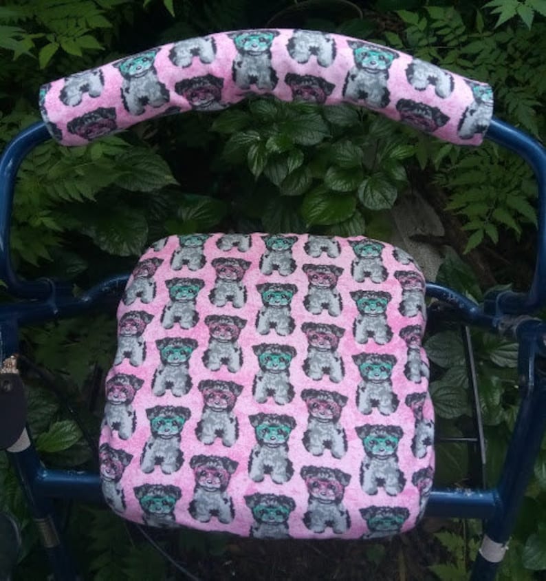 Flannel Rollator Walker Seat Cover Bar Cover Paws Hearts Etsy