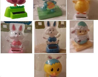 Solar Powered Dancing Toys Easter Bunnies and Newly born Chicken