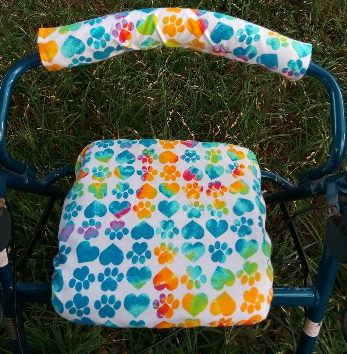 Flannel Rollator Walker Seat Cover Bar Cover Paws Hearts Etsy