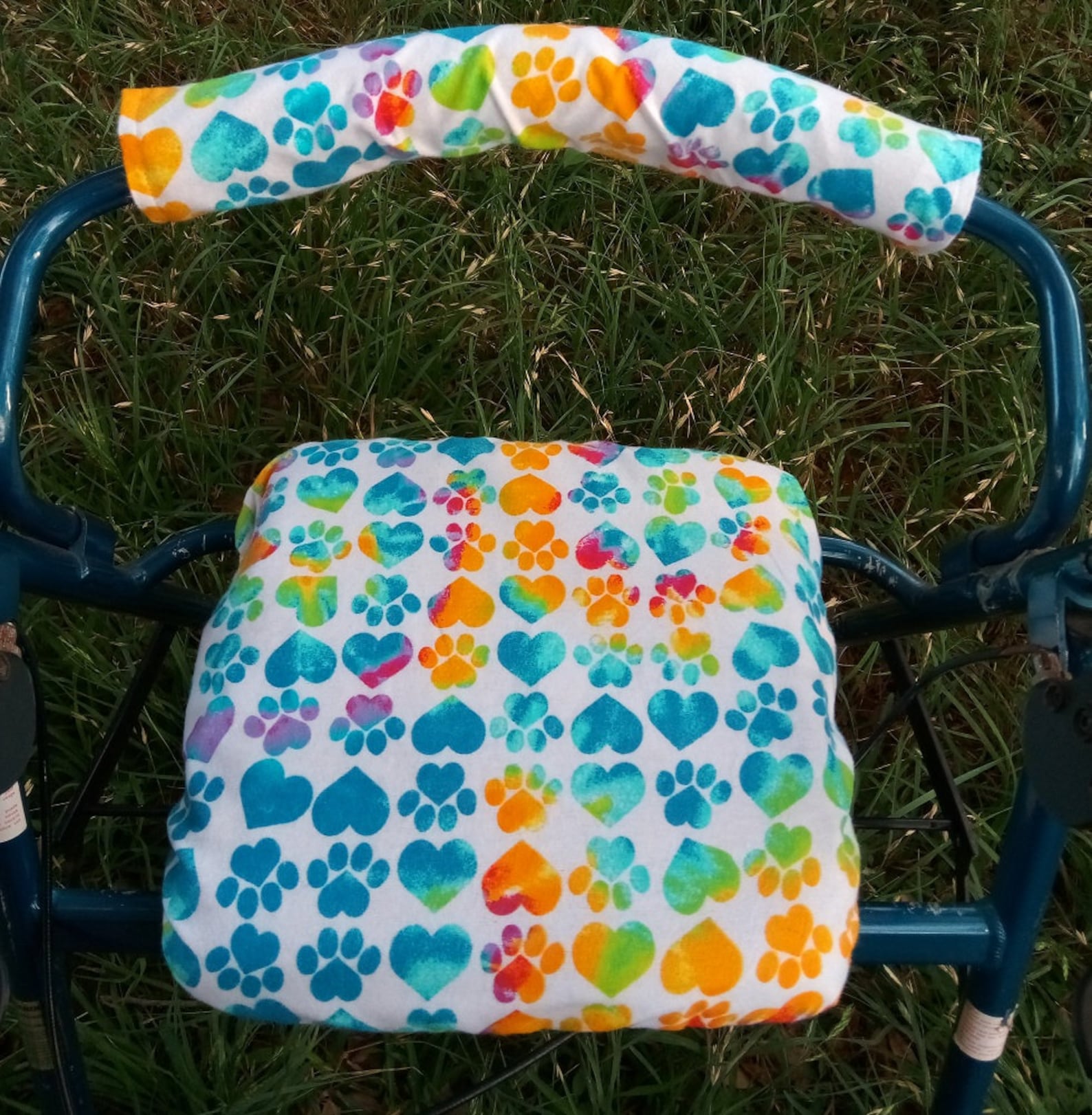 Flannel Rollator Walker Seat Cover Bar Cover Paws Hearts Etsy