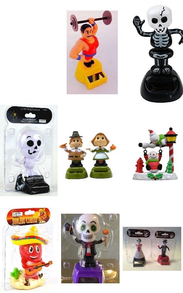 Solar Powered Dancing Toys Weightlifting Man Snowman Etsy