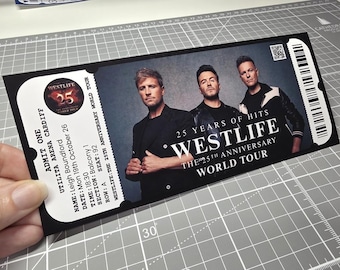 Personalised souvenir concert ticket gift surprise voucher memorabilia keepsake Westlife 2026 world tour