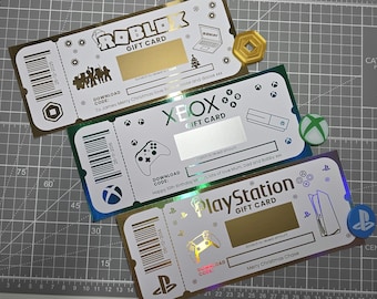 Personalised foil Roblox Playstation Xbox Scratch off panel surprise gift ticket matching coin souvenir birthday Christmas voucher keepsake