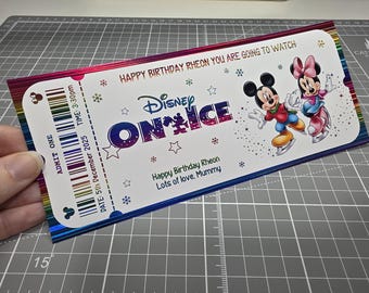 Personalised Foil souvenir Disney on ice ticket gift surprise reveal voucher memorabilia keepsake invitation Birthday Christmas