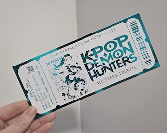 Personalised Foil k-pop damon hunters ticket gift surprise reveal voucher keepsake invitation Birthday Christmas K-pop Keyring Huntrix kpop
