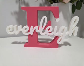 Personalised Initial freestanding name plaque or door sign custom any colour