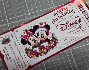 Personalised Christmas design Disney in concert Foil surprise ticket, souvenir keepsake voucher memorabilia keepsake