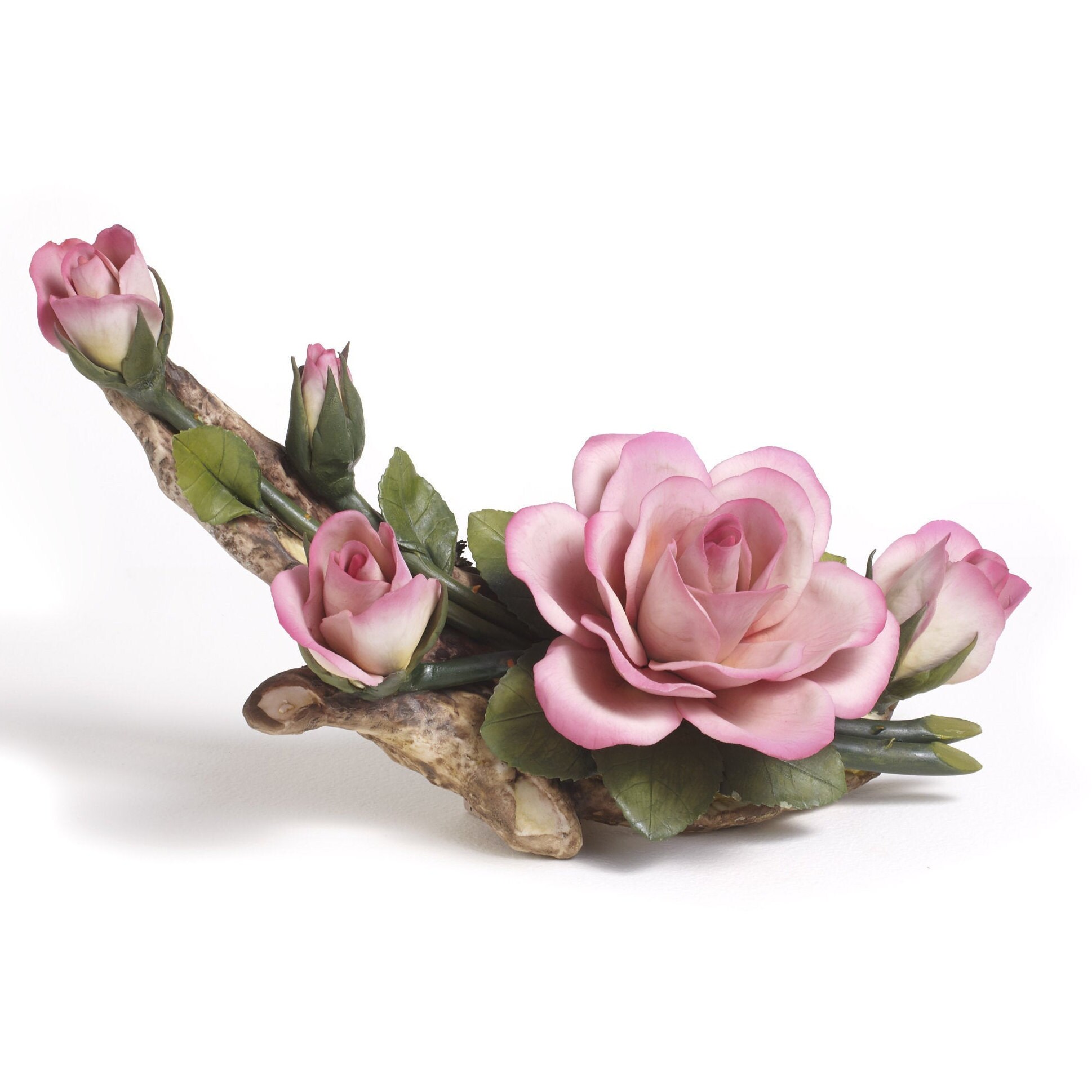 カポディモンテの男性と女性、バラの置物付き Vintage Capodimonte 3D Floral Porcelain Velvet Wall Plaque