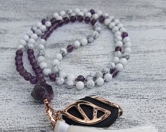 PEACE - 108 Bead Mala Necklace - Bellabeat Leaf - Yoga - Meditation