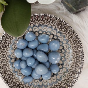 Angelite Tumbled Stone - From Peru - Anhydrite Tumbled Stone - Light Blue Polished Crystal - Tumbled Angelite Crystal - Tumbled Anhydrite