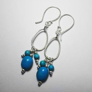 Arizona Turquoise & Pure Thai Silver Dangle Earrings – Handmade Boho Chic Jewelry