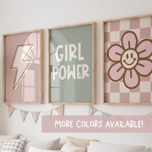 kids wall art, Set of 3 girls prints, Positive Affirmations, Affirmation Wall Art,girls  Playroom Poster, Affirmation Poster, retro girls