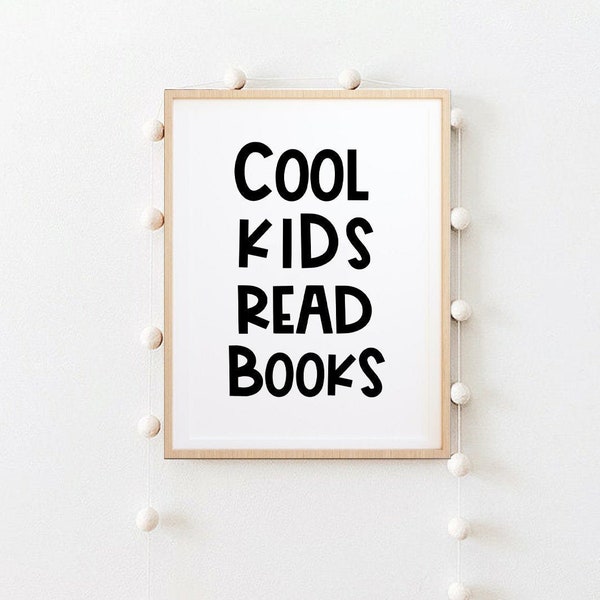 Cool kids read book, Monochrome Nursery Décor, Monochrome Kids Room Décor, Child's Room Print, Monochrome kids Decoration, Unframed, jpg