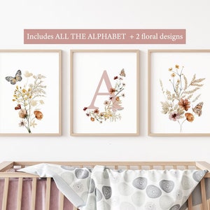 CUSTOM Wildflower Prints, Baby Girl Nursery Wall Art, Watercolor Flowers, Farmhouse Decor, Bedroom Wall Decor, boho Colors, nursery art girl