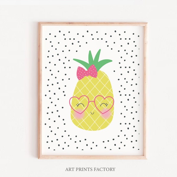 Pineapple girls wall art, Girls bedroom art, Girl pink Nursery, Tropical Decor, girls gallery wall, INSTANT DOWNLOAD, modern prints, trendy