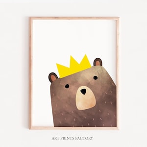 impresión de vivero de osos, cartel para niños, arte de pared imprimible en la guardería, decoración del bosque, impresión minimalista, arte de la habitación de los niños, arte de la guardería, arte del oso bebé