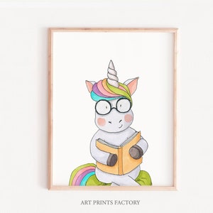 Unicorn READING Print; Nursery Decor; Nursery Wall Art; Illustration; Printable; Digital Download; Nursery Printable; Girl Wall Decor, read