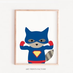 Superhero Wall Print, boys wall art, Superhero Wall Art, animal Superhero Nursery Decor, Superhero room decor, Superhero Digital Print,