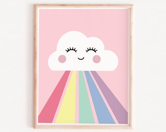 Cloud Rainbow Nursery Print: Girl's Room Wall Art (Digital Download) printable decor