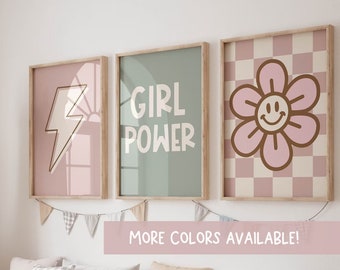 kids wall art, Set of 3 girls prints, Positive Affirmations, Affirmation Wall Art,girls  Playroom Poster, Affirmation Poster, retro girls