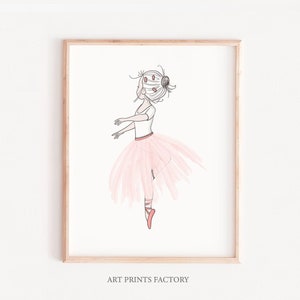 Ballerina Wandbild, SALE PRINT Mädchenzimmer Dekor, rosa Tutu, Ballerina Druck, Baby Mädchen Kinderzimmer Wandkunst, Ballerina Kunst, Ballerina Tänzerin Druck Bild 1