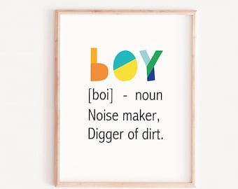 Junge Definition Print, Regenbogen Kinderzimmer Kunst (Digitaler Download) Jungen druckbares Poster