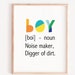 Boy Definition Print, Boys Wall Art, Definition Print, Quote Print ...