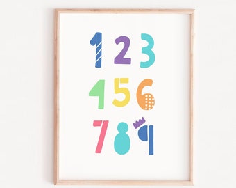 Colorful Numbers Poster, Kids Wall Art (Digital Download)
