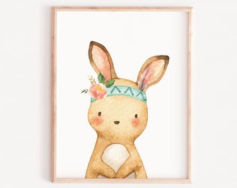 Woodland Nursery Prints Baby Room Decor, baby girl wall art, bunny Wall Art Gift, Woodland Baby, Animal Prints, Kids Room Decor, watercolor