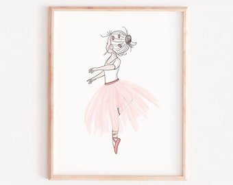 Ballerina wall art, SALE PRINT Girls Room Decor, Pink tutu, Ballerina print, Baby girl nursery wall art,Ballerina art,ballerina Dancer print