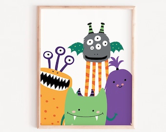 Monster Nursery Prints, Kids Room Decor (Digital Download)