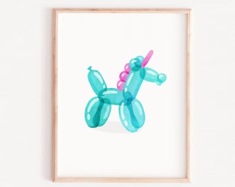 Unicorn Wall Art Print ~ balloon unicorn ~ Girls Bedroom Decor ~ fun wall art -Printable unicorn, girl unicorn print, original unicorn, teen