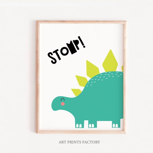 Dinosaur kids Prints, Boys Room Wall Art, Dinosaur Decor,  Green wall art, T-Rex Poster, Stomp Chomp Rawr, Dino lovers decor, boys gift, art