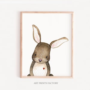 Rabbit print, CUTE Bunny poster, watercolor, woodland animal, Modern art, wall decor, minimalist art, scandinavian art, nursery decor poster