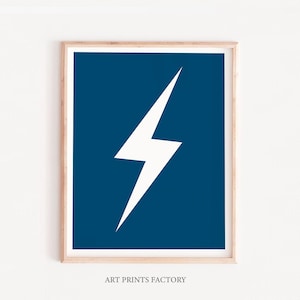 Lightning Bolt Superhero Print, Boy Nursery Print, Superhero Party Printable, Navy blue Kids Room Decor Super Hero Print, Boys Superhero Art