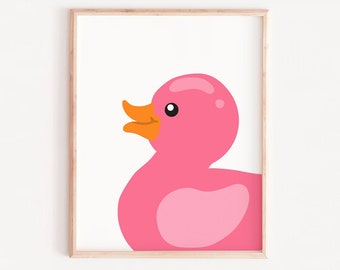 Pink rubber duck print, nursery decor, printable wall art, toy print, digital prints kids, children poster, gift for kid, nursery decor,girl