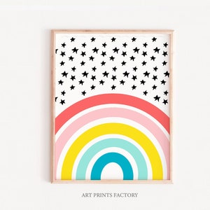 Minimalist Rainbow Stars Nursery Art (Printable)