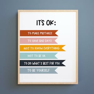 Its OK not to be OK kids prints, motivational quote digital poster prints, kids positive wall art,classroom decor,homeschool prints,digital