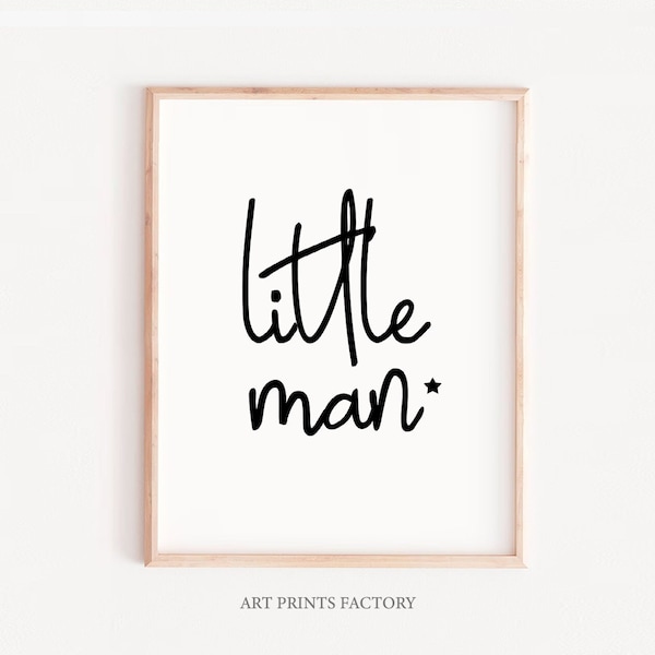 Little Man Print -SALE - Childrens Art - Nursery - Stars - Black and White Print - Scandinavian Wall Art - Nordic Design,Download, Resizable