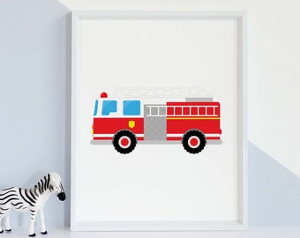 fire truck art, firetruck art,firetruck boy nursery art prints, kids children wall art decor,firetruck baby bedding, fire engine, cars print