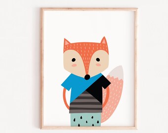 Fox Nursery Print, Kids Wall Art (Digital Download)