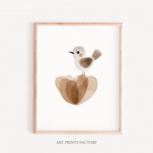 Impresiones de arte pajarito, estampado de aves minimalista, arte de guardería de aves, estampado de acuarela, arte de aves boho, grabados de vivero, arte de pared de decoración del hogar de aves