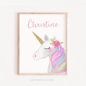 Custom name print, Unicorn Custom sign, girl Wall decor, Name print, Custom name printable, Nursery name art, Personalize name, Name art