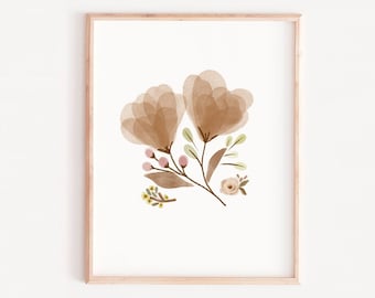 Boho Floral Nursery Print: Earthy Watercolor Wall Art (Digital Download) baby girl decor