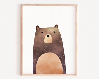 Bear nursery print, Woodland Nursery, Bear Print, Bear Art, woodland bear,  Printable Art, Animal Print, Animal Art Print, watercolor bear,