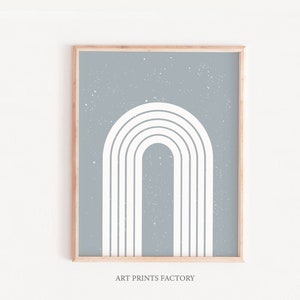 Printable Nordic art, Scandinavian print, Minimal Wall Art, Minimalist rainbow, Abstract Mountains, Mid Century, blue gray art, neutral art