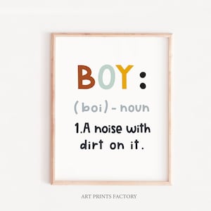 Boy definition, Boy nursery decor, Definition print, Boy room decor, earth color art, Nursery prints, Nursery wall decor, Kids room decor